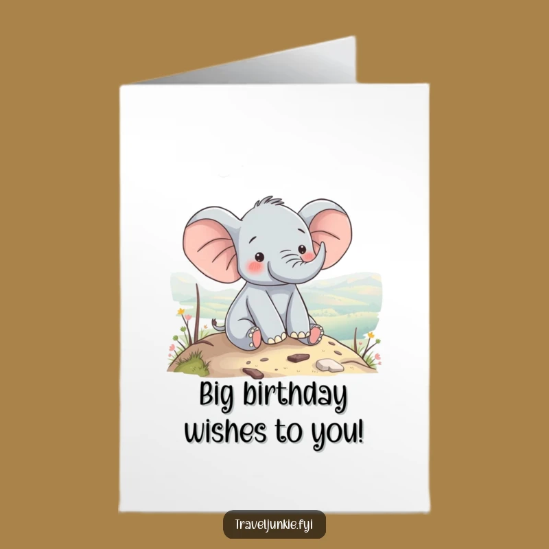 Free Printable Elephant Birthday Card: Scenic Hilltop View, Downloadable & Fun