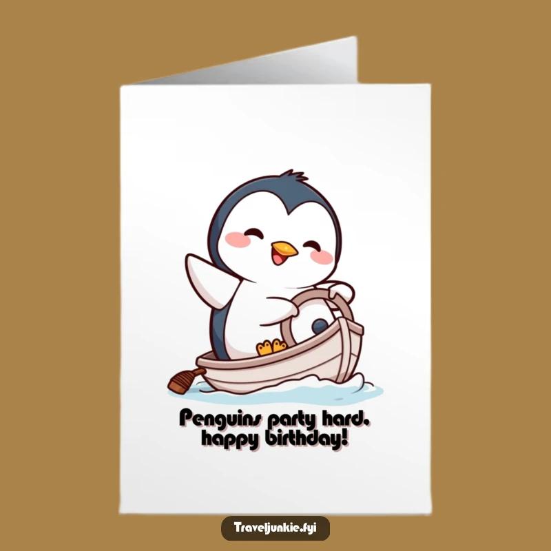 Free Printable Funny Birthday Penguin Card: Wacky Voyage to Fun Downloadable