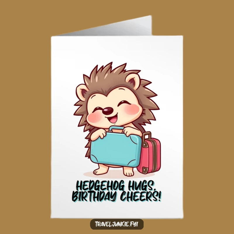 Free Printable Funny Hedgehog Birthday Card - Cute Travel Downloadable Gift