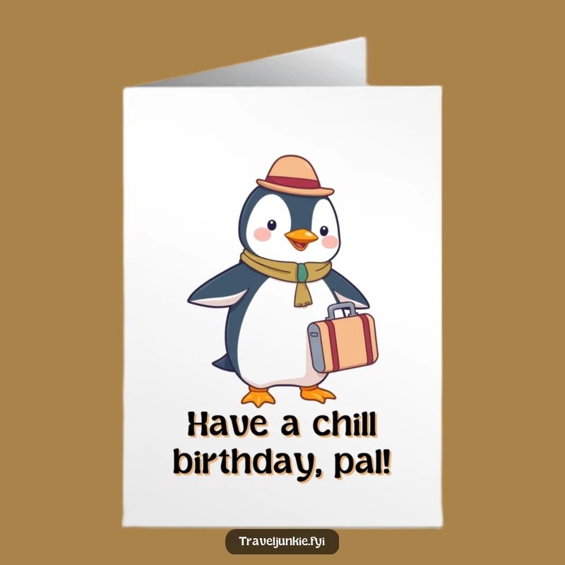 Free Printable Penguin Birthday Card: Globetrotting Downloadable Fun Gift