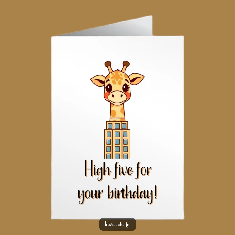 Free Printable Birthday Card: Giraffe's Skyline View for Wishes