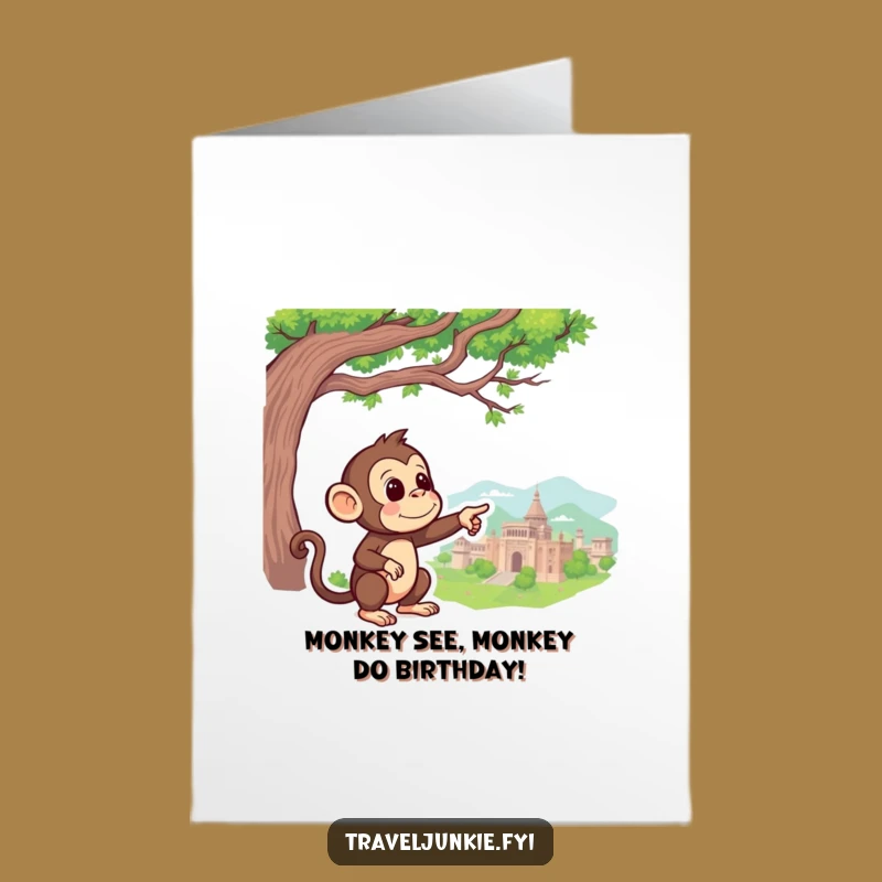 Free Printable Birthday Card: Monkey Points to Fun, Funny Downloadable Gift!