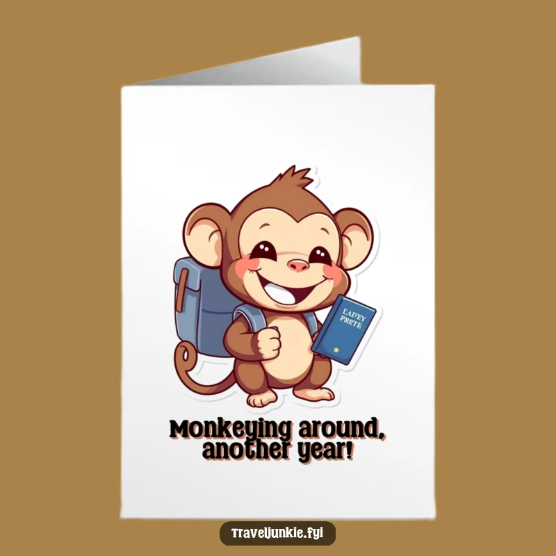 Free Printable Monkey Birthday Card: Funny Downloadable Gift for Travel Lovers