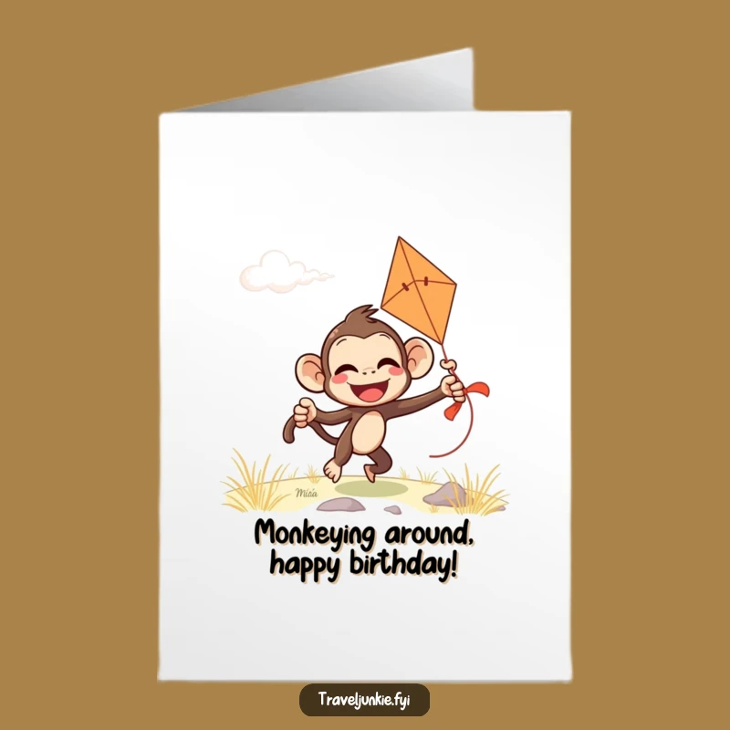 Free Printable Funny Monkey Kite Birthday Card - Hilarious Downloadable Gift