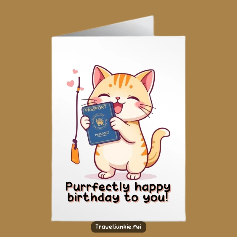 Free Printable Birthday Card: Funny Cat Passport Attack Downloadable Gift