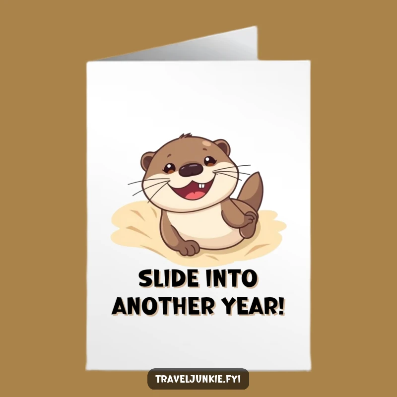 Free Printable Birthday Card: Otter's Sandy Slide - Hilarious Downloadable Gift
