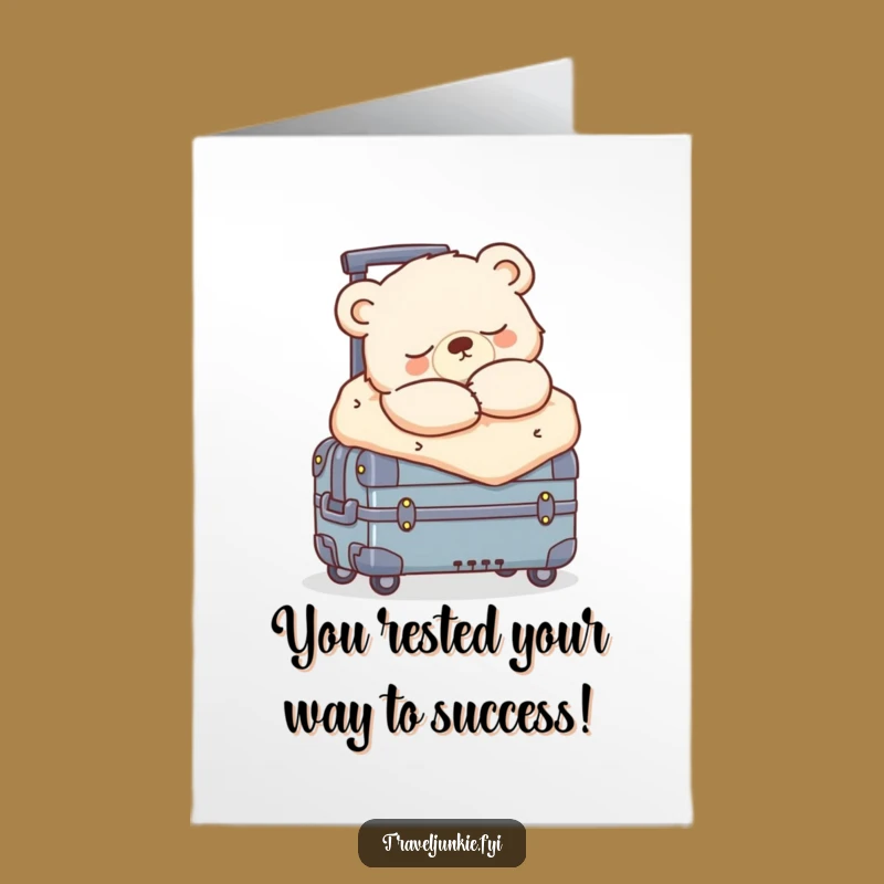 Free Printable Bear Congrats Card: Sleepy Cub Travel Theme