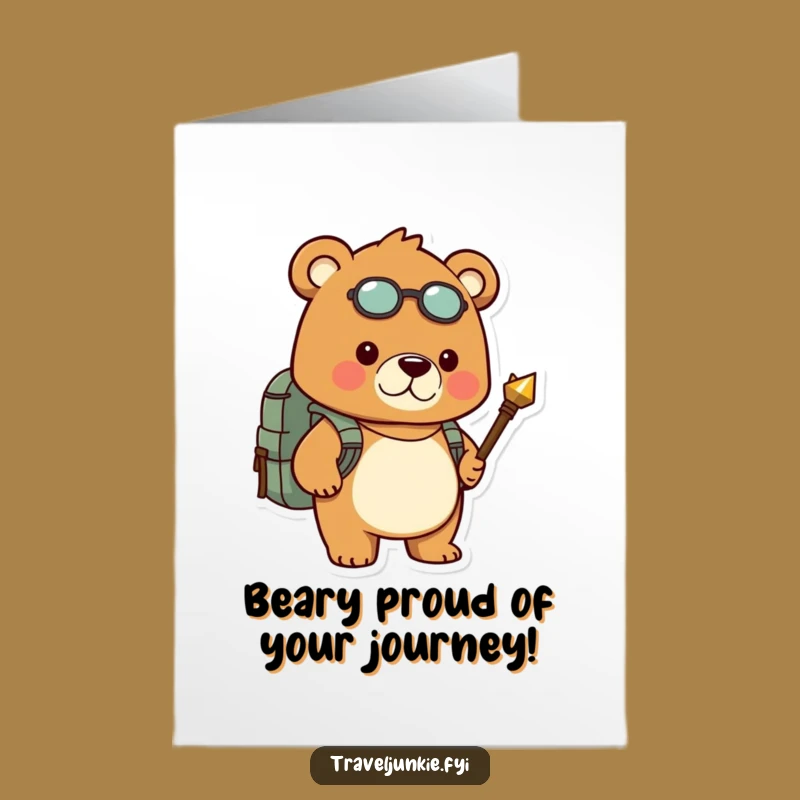 Free Printable Congrats Card: Bear's Journey To Success, Downloadable Gift