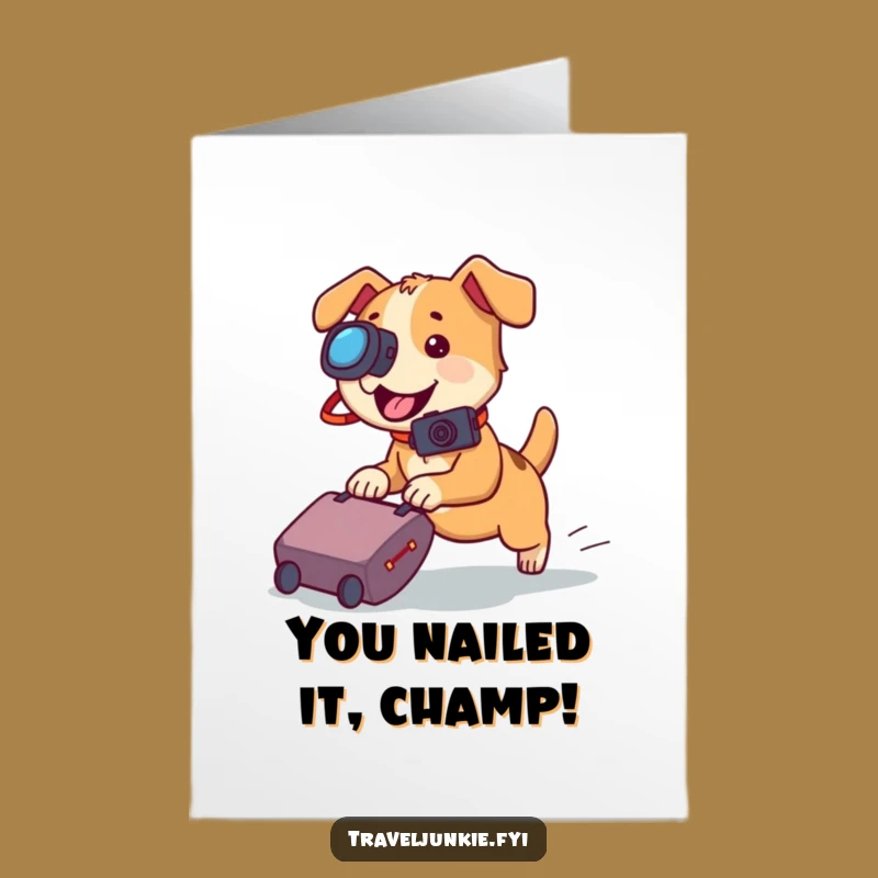 Free Printable Congrats Card: Dog Captures Your Travel Triumph Photo