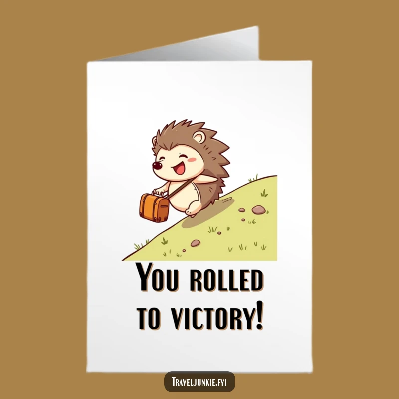 Free Printable Congrats Card: Hedgehog Rolling Suitcase - Joyful Downloadable Achievement Gift