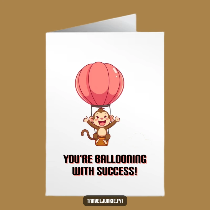 Free Printable Congrats Card: Monkey Balloon Celebration - Funny Downloadable Gift
