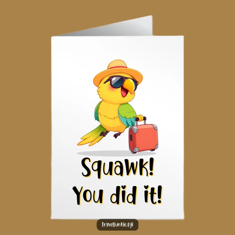 Free Printable Congrats Card: Parrot's Success Trip Funny Downloadable Gift
