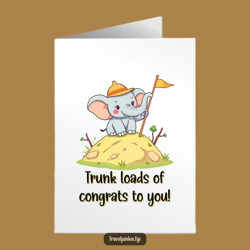 Free Printable Elephant Explorer Congrats Card: Joyful Success Downloadable!