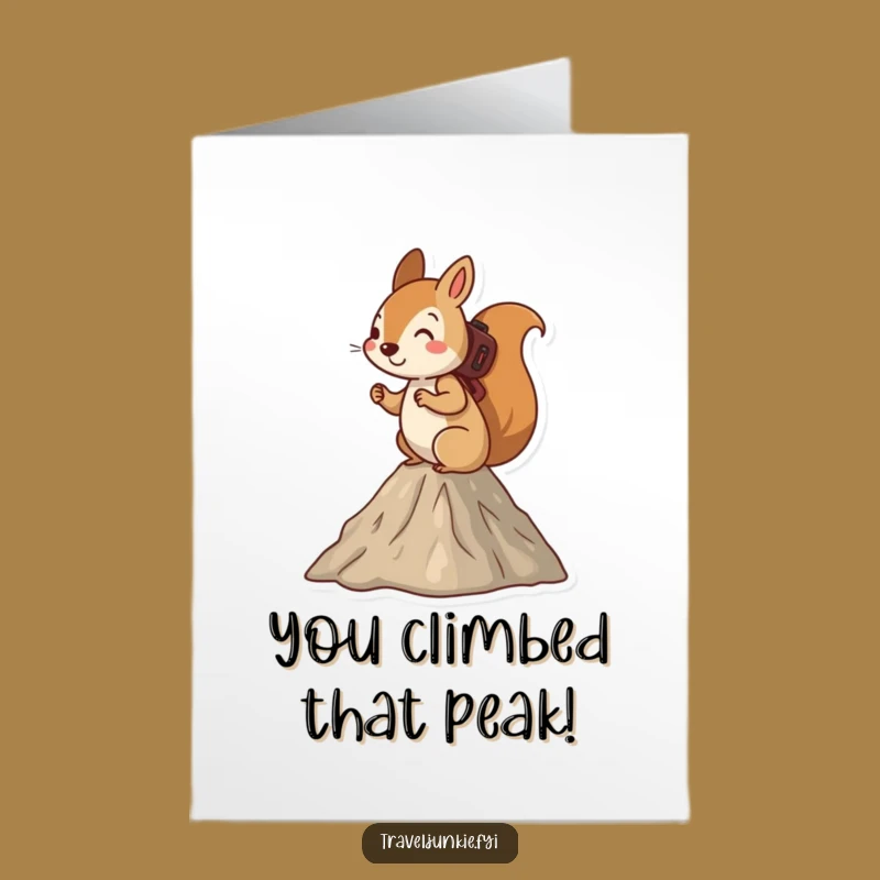 Free Printable Congrats Card: Squirrel Hiker Funny Downloadable Gift