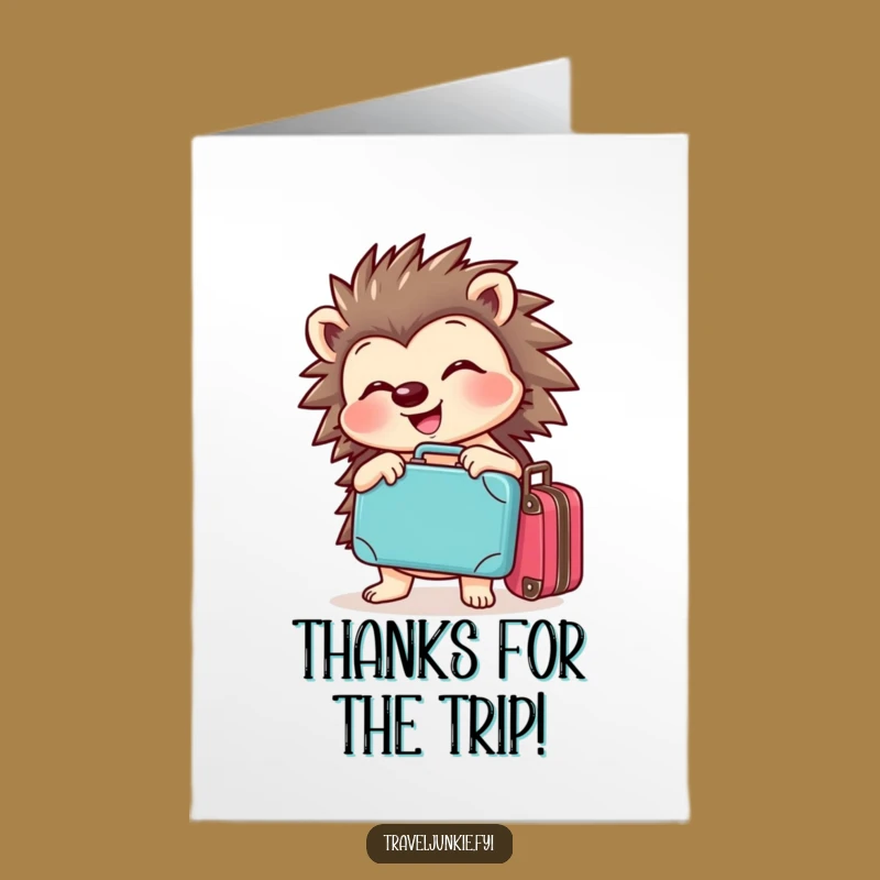 Free Printable Funny Hedgehog Thank You Card - Adorable Travel Downloadable Gift