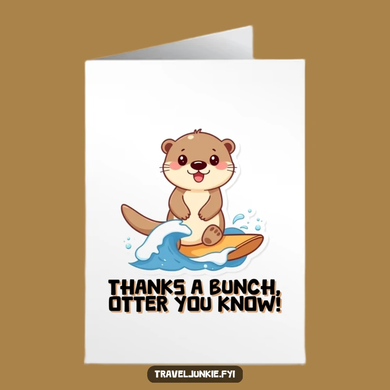 Free Printable Otter Wave Thank You Card: Funny Downloadable Gift of Gratitude