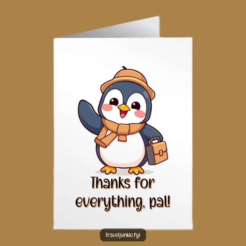 Free Printable Penguin Thank You Card: Waving Goodbye Humor