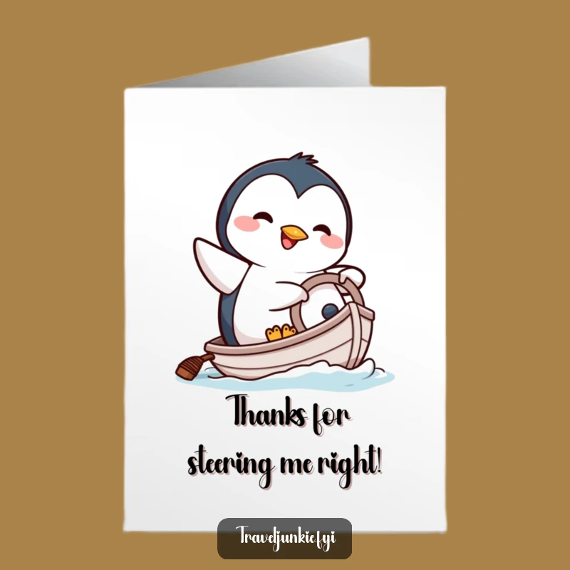 Free Printable Thank You Penguin Card: Thanks for the Ride Downloadable