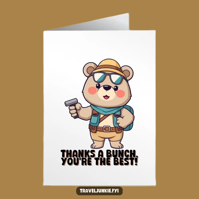 Free Printable Bear Tourist Thank You Card Funny Downloadable Gift