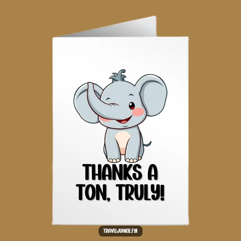 Free Printable Elephant Thank You Card: Funny Trunk Up Gratitude, Downloadable & DIY