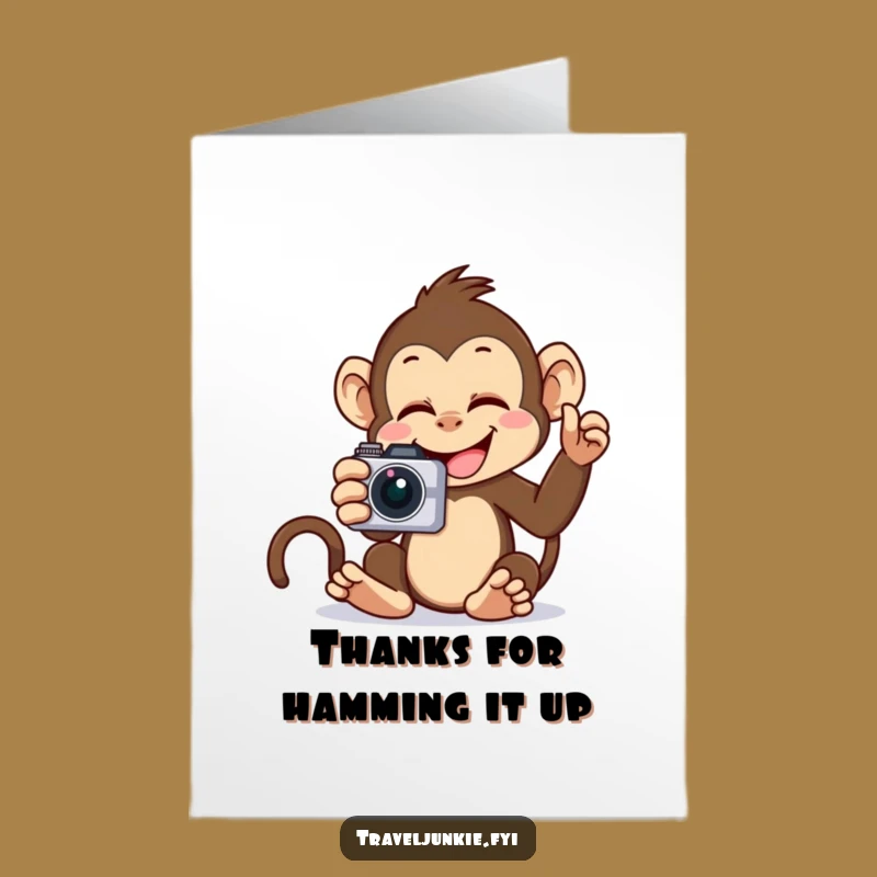 Free Printable Monkey Selfie Thank You Card - Funny Downloadable Gift for Appreciating Friends