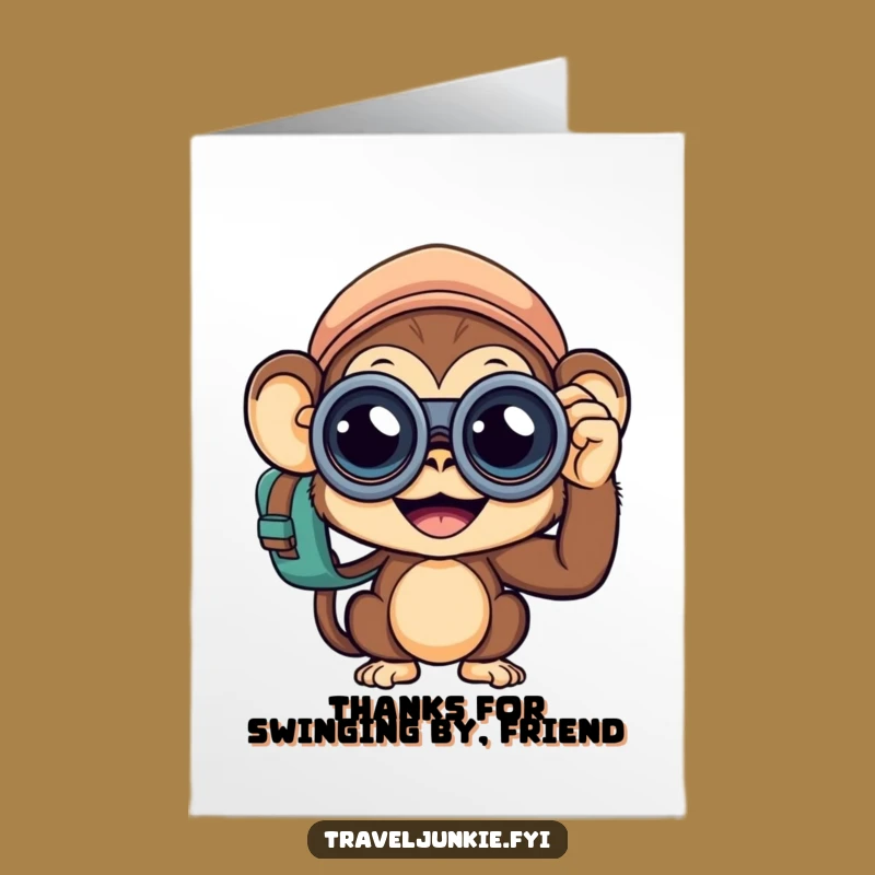 Free Printable Monkey Traveler Thank You Card: Funny Explorer Appreciation Downloadable!