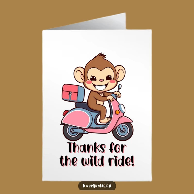 Free Printable Monkey Thank You Card: Scooter Thanks Funny Downloadable Gift