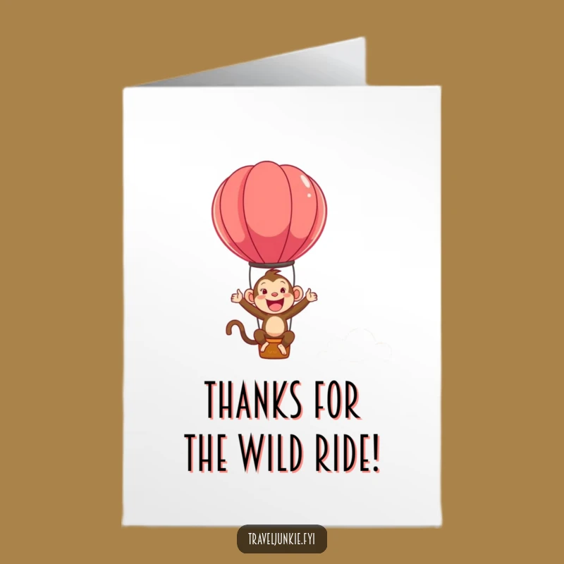 Free Printable Thank You Card: Monkey Balloon Gratitude - Funny Downloadable
