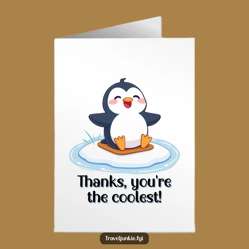 Free Printable Thank You Card: Penguin Ice Slide - Funny Downloadable