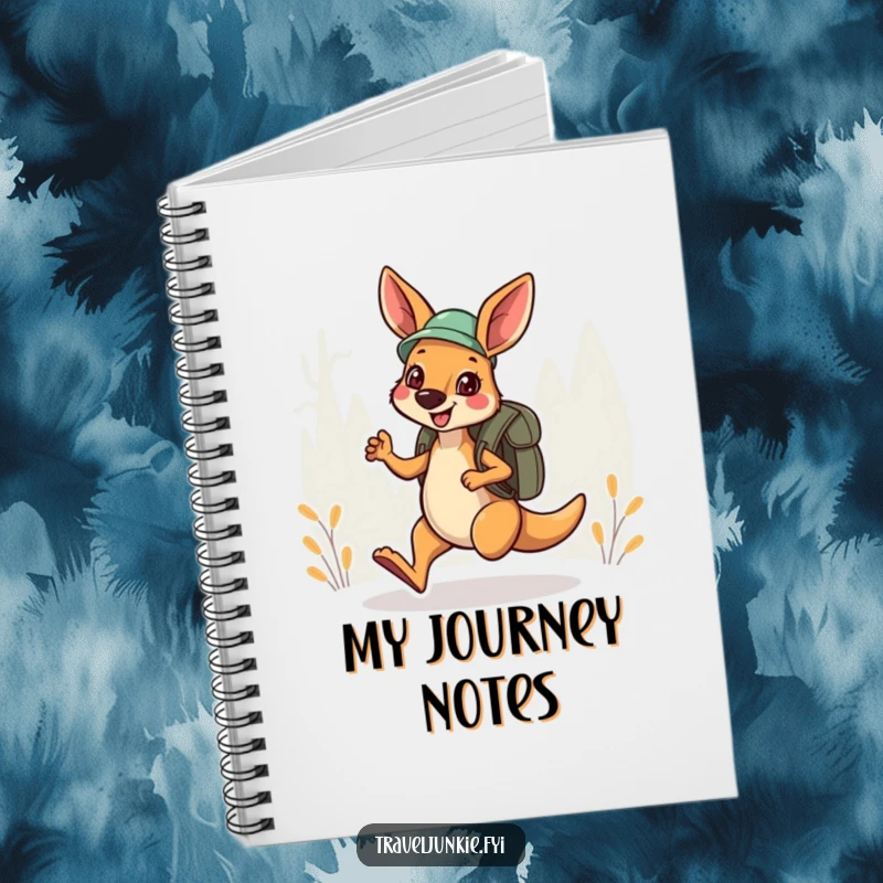 Funny Notebook: A cheerful kangaroo explorer hops with a backpack, perfect for funny notes and adventures.