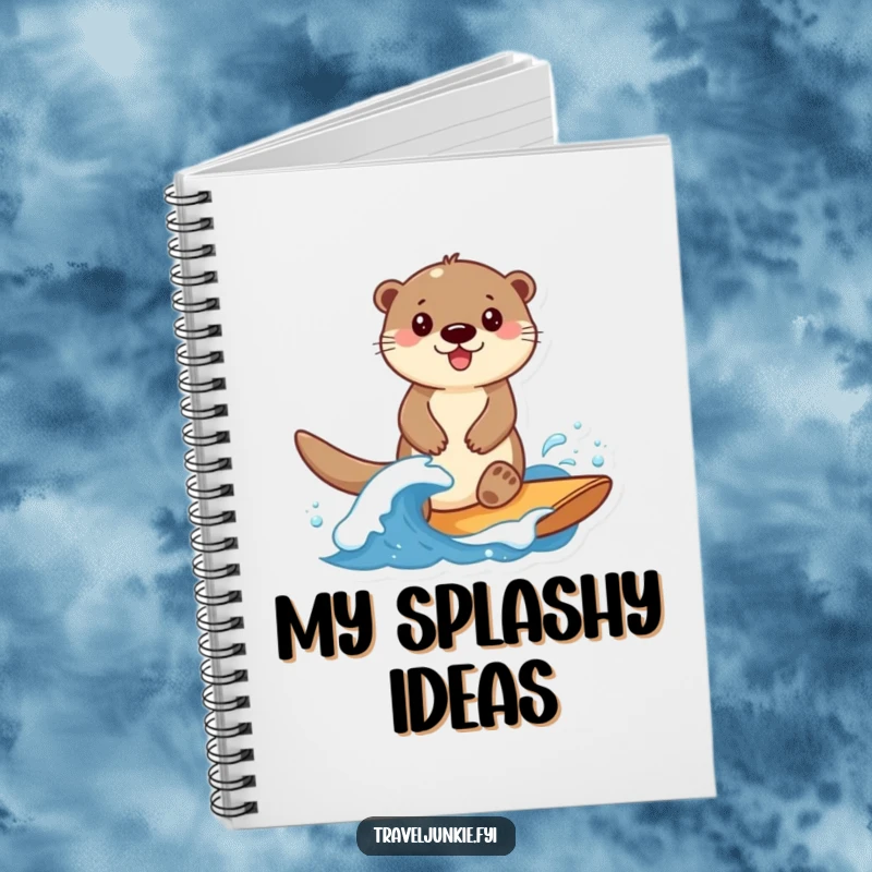 Funny Otter Notebook: A smiling otter character rides a wave, perfect for jotting down notes and ideas.