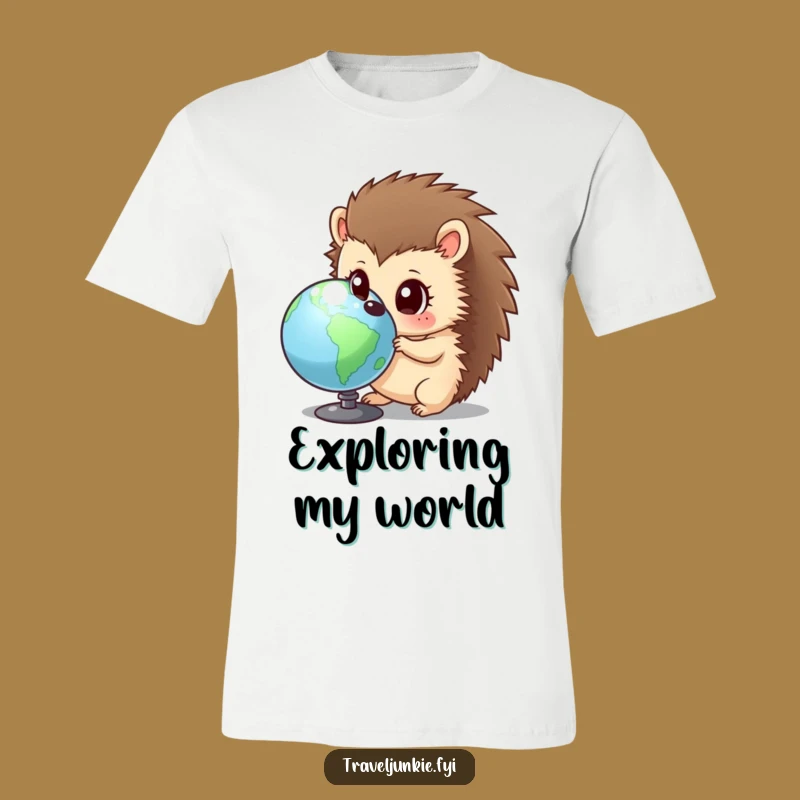Funny Hedgehog World Explorer T-Shirt - Curious Character Gift Apparel