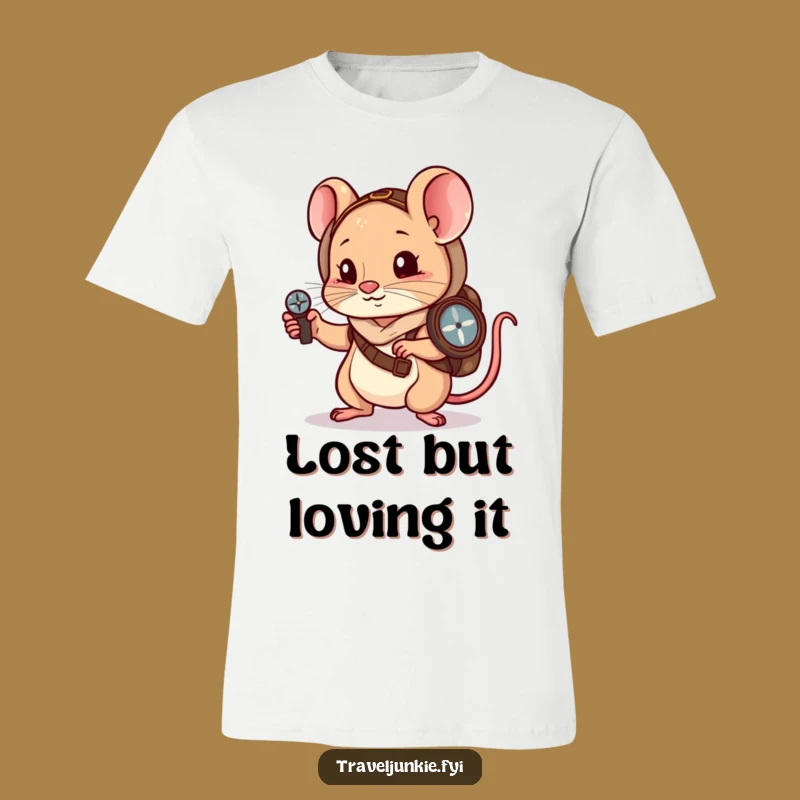 Funny Mouse Wanderer T-Shirt: Navigating Adventures, Cute Tee