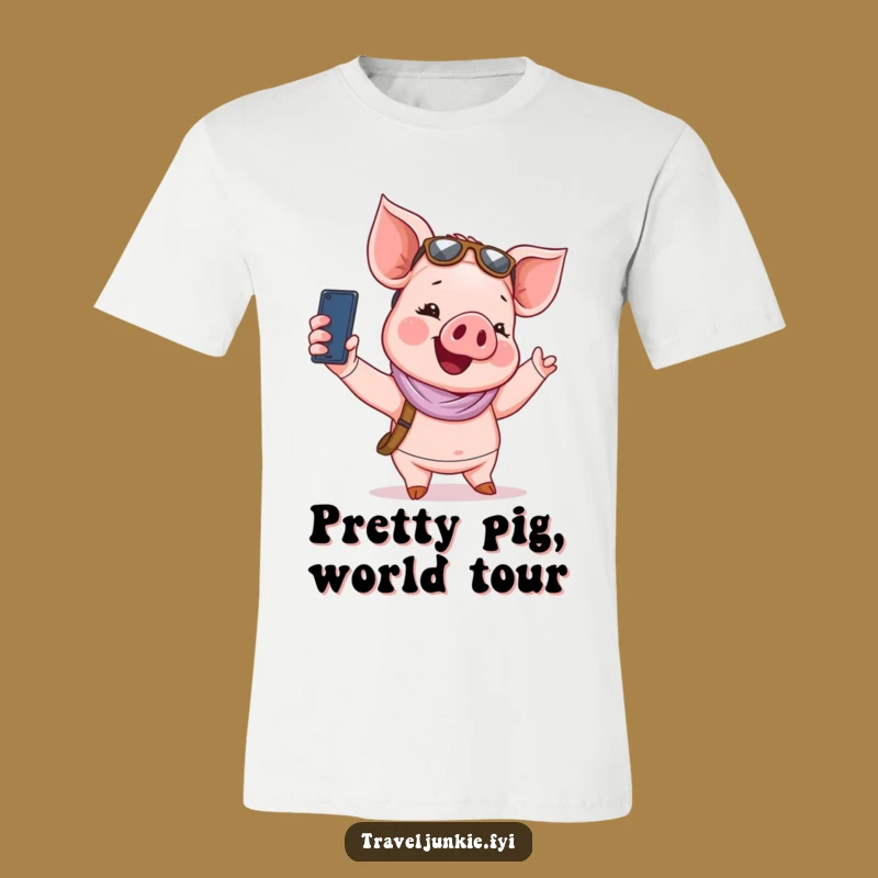 Funny Piglet Tourist T-Shirt: Selfie Adventures, Cute Tee