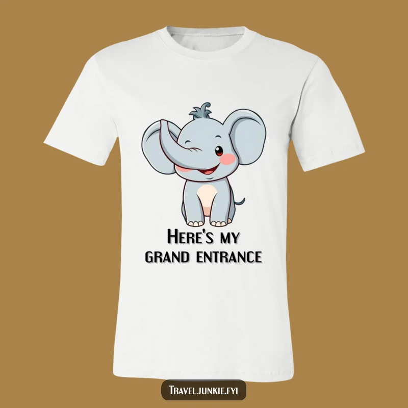 Funny Elephant Greeting T-Shirt: Wear a Smile with This Cute Cartoon Pachyderm Trunk Up Tee
