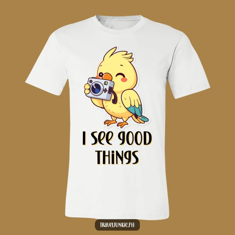 Funny Parrot Camera T-Shirt: Cheerful Photographer's Quirky Tee, Great Gift