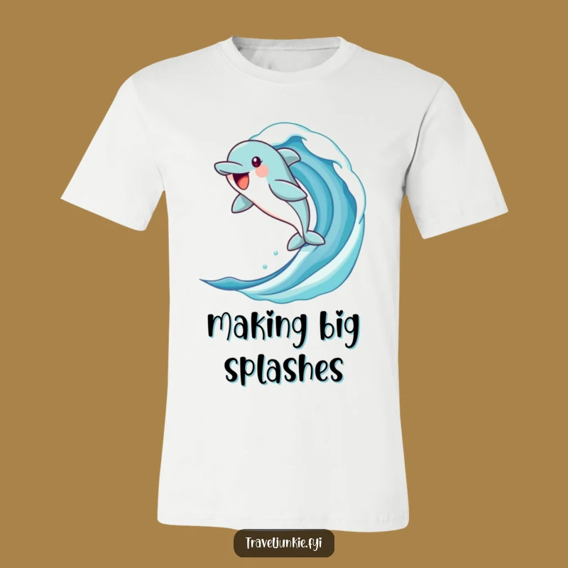 Funny Dolphin Wave T-Shirt: Jubilant Character Tee for Beach Goers