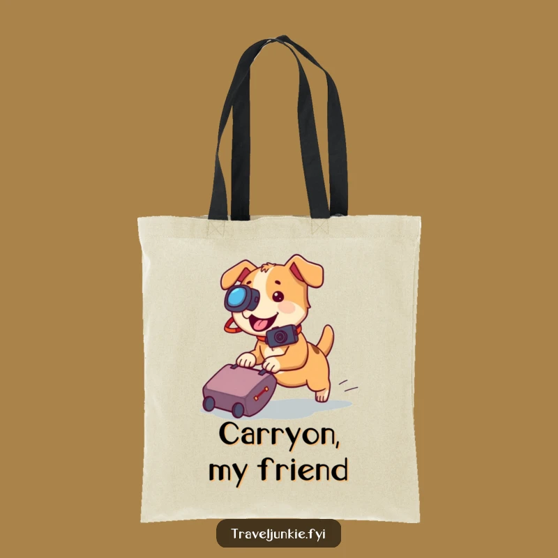 Funny Dog Camera Tote Bag: Playful Suitcase Chase Everyday Carry