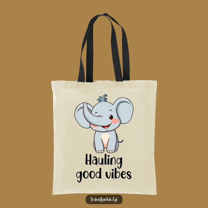 Funny Elephant Greeting Tote Bag: Carry Your Essentials with a Smiling Trunk Up Pachyderm