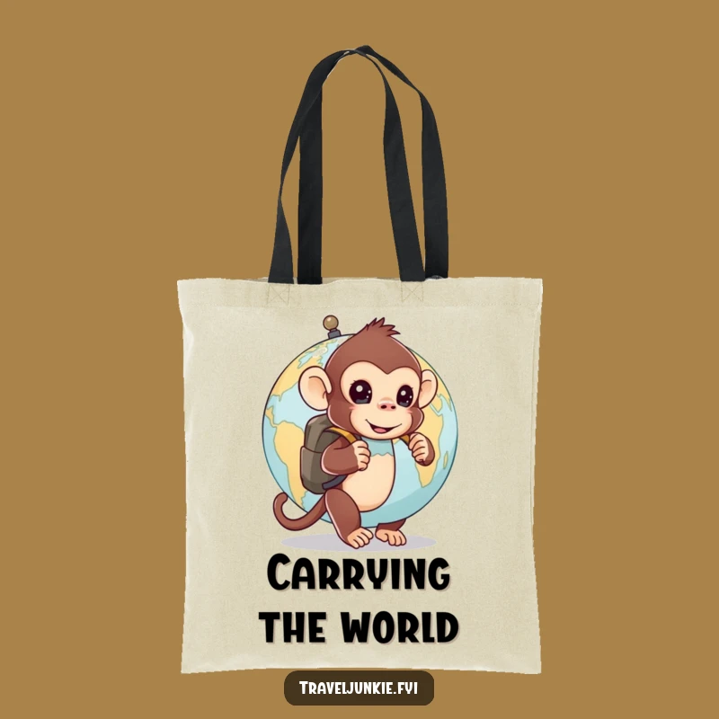 Funny Monkey Globe Tote Bag: Carry Your World with Humorous Flair, Perfect Gift