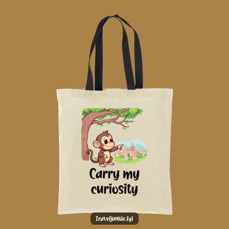 Funny Monkey Pointing Tote Bag - Eco-Friendly Explorer Hauler