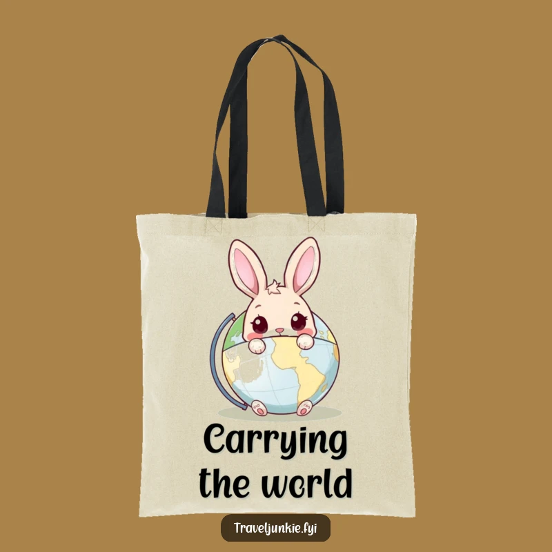 Funny Rabbit Globe Tote Bag: Carry Your World with a Curious Peeking Bunny