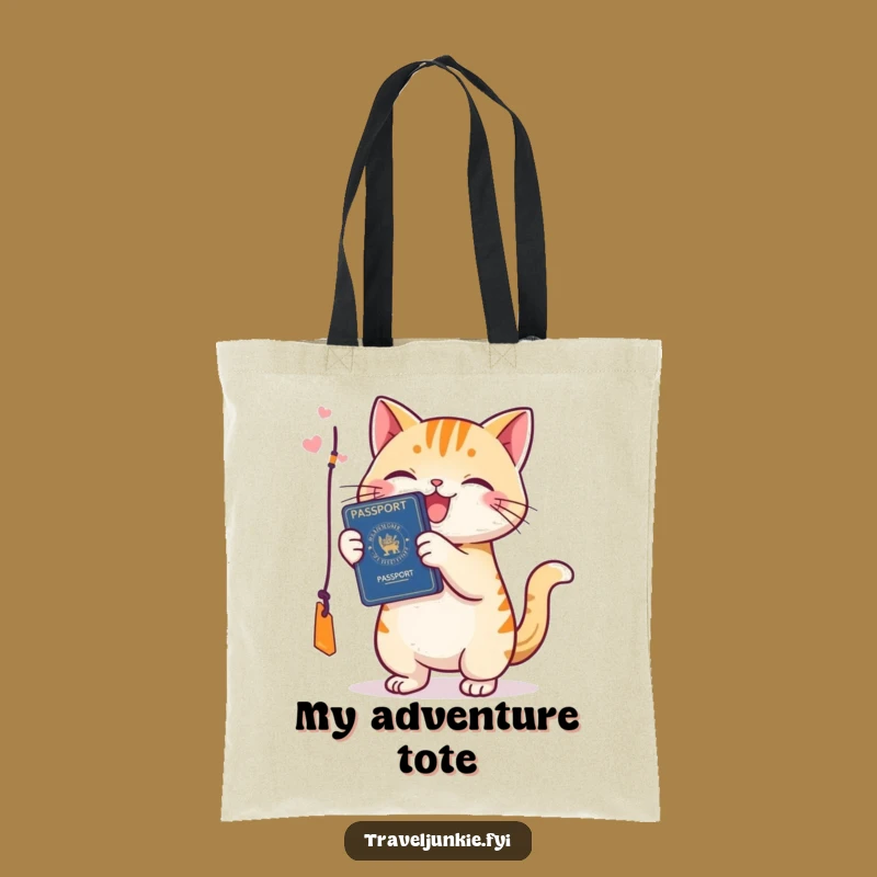 Funny Cat Passport Tote Bag - Happy Traveler Accessory Gift