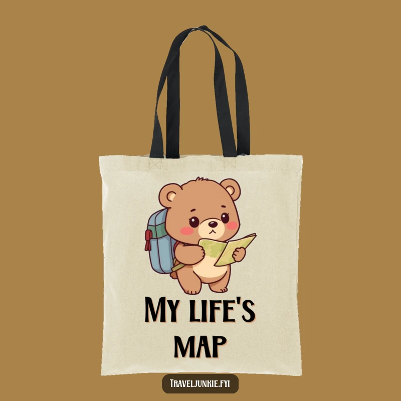 Funny Bear Explorer Tote Bag - Determined Map Carrier for Daily Quests